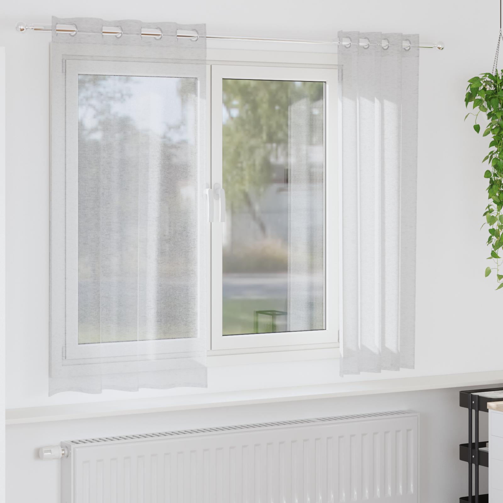 Voile Gardin Med Gardiner 2 Dele 175 X 140 Cm Polyester - Lysegrå / 140 x 175 cm / med øjeringe