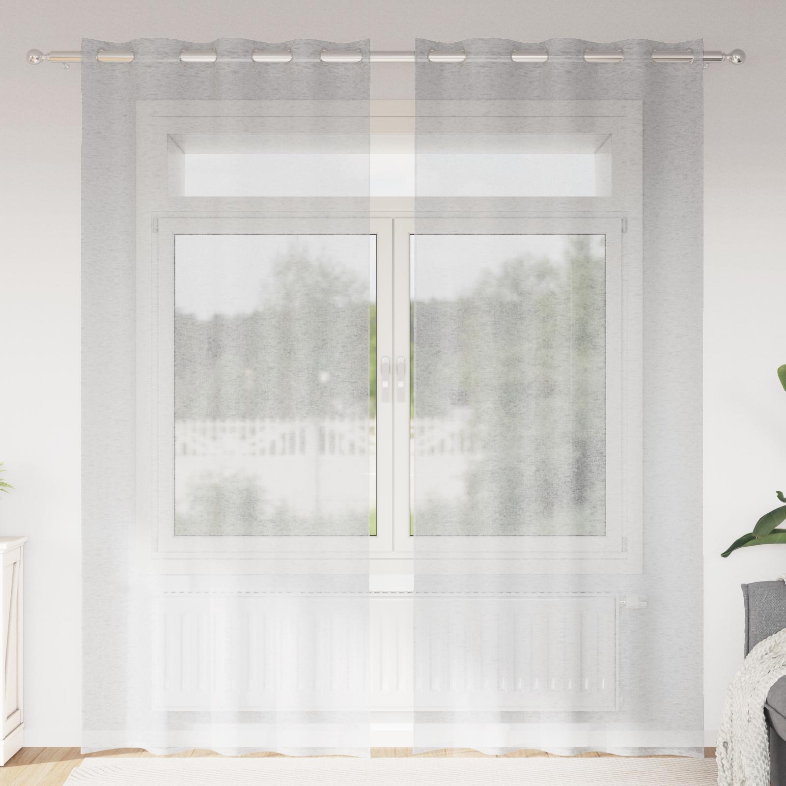 Voile Gardin Med Gardiner 2 Dele 175 X 140 Cm Polyester - Lysegrå / 140 x 245 cm / med øjeringe