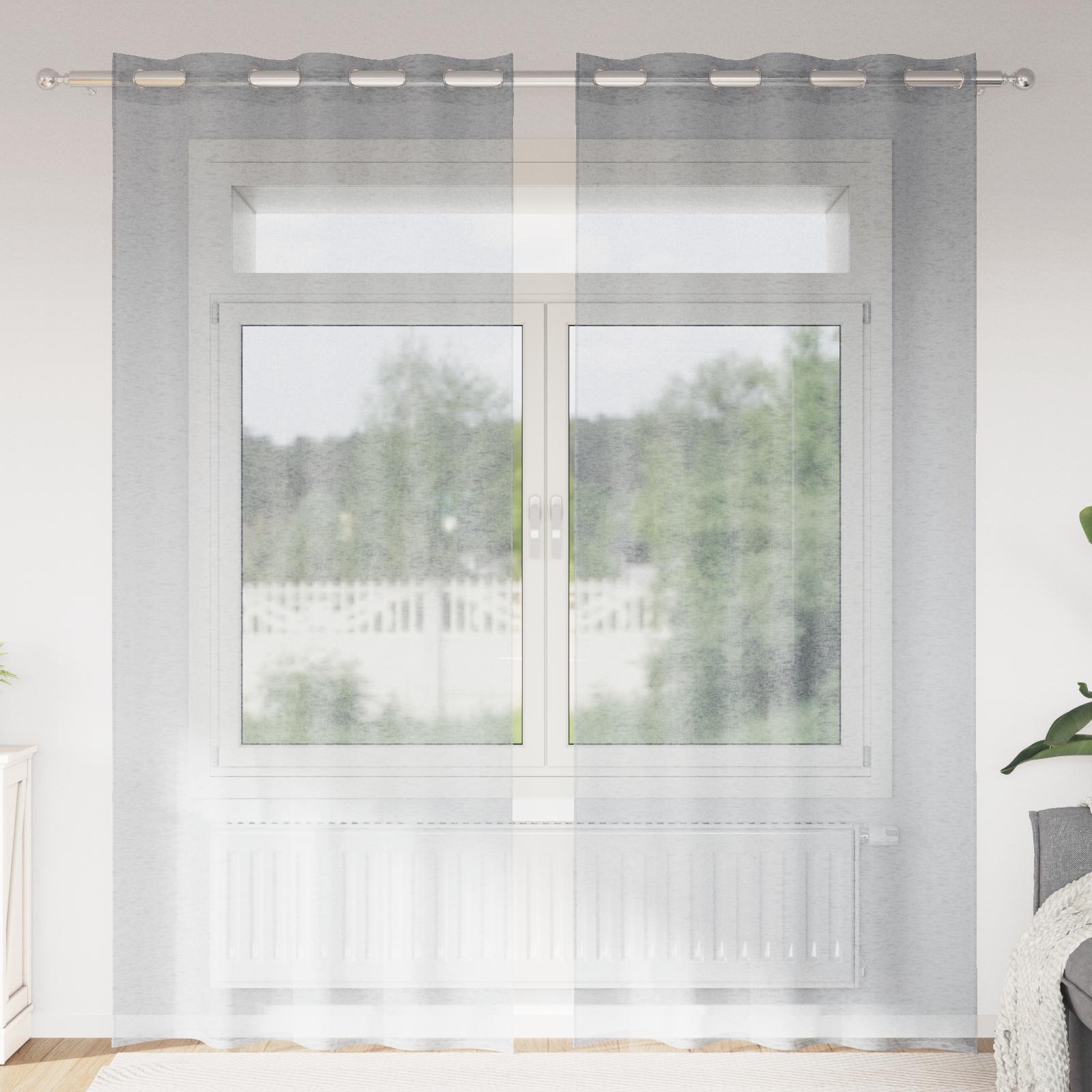 Voile gardiner 2 stk - mørkegrå 225 × 140 cm i polyester