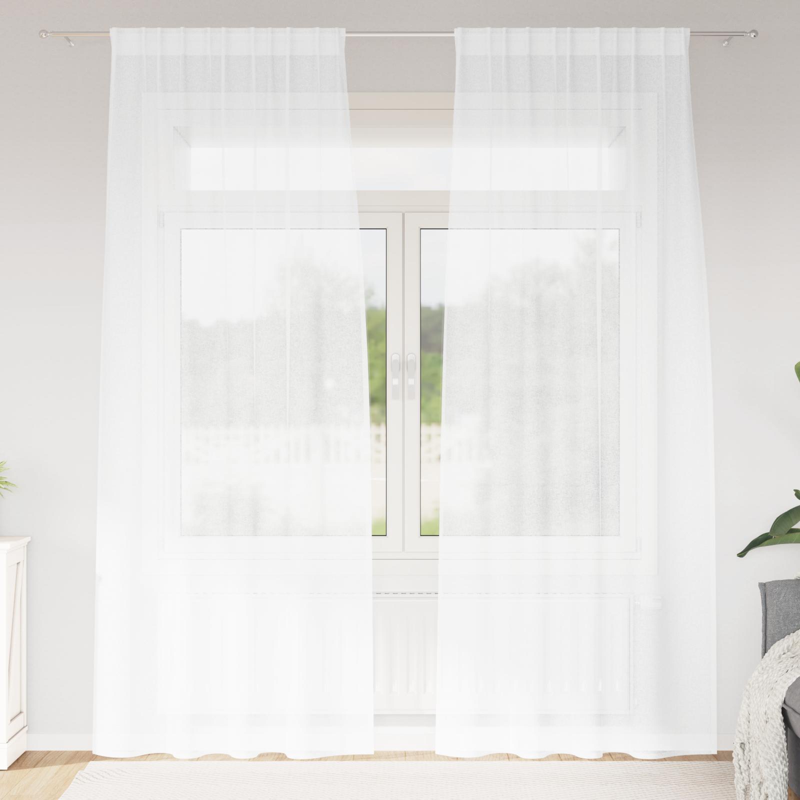 Gardiner med gardiner 2 stk Hvid 140x175cm Polyester billede