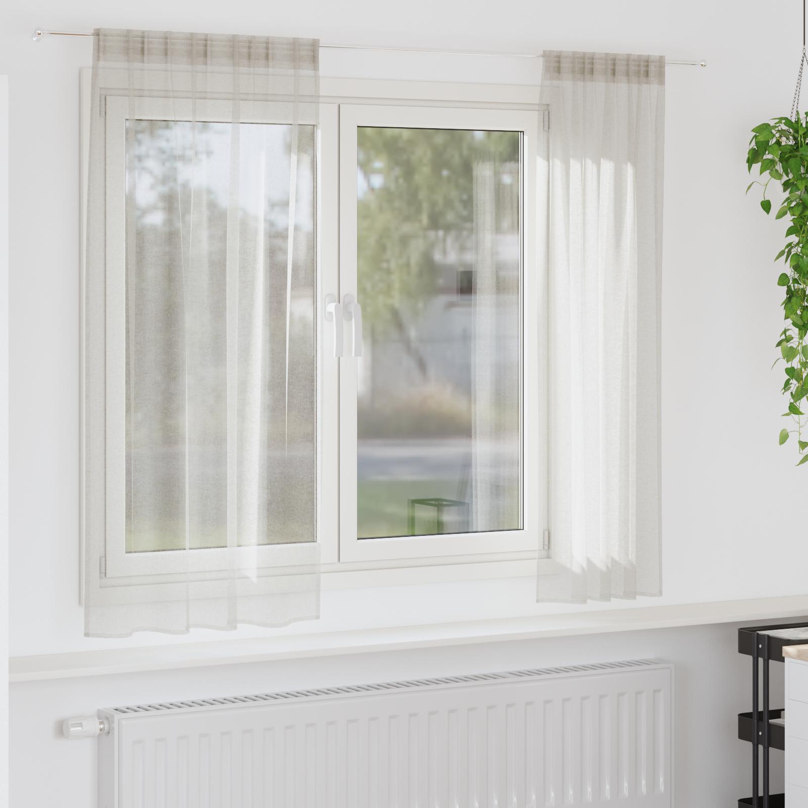Voile Gardin Med Gardiner 2 Dele 175 X 140 Cm Polyester - Creme / 140 x 175 cm / med stanglommer