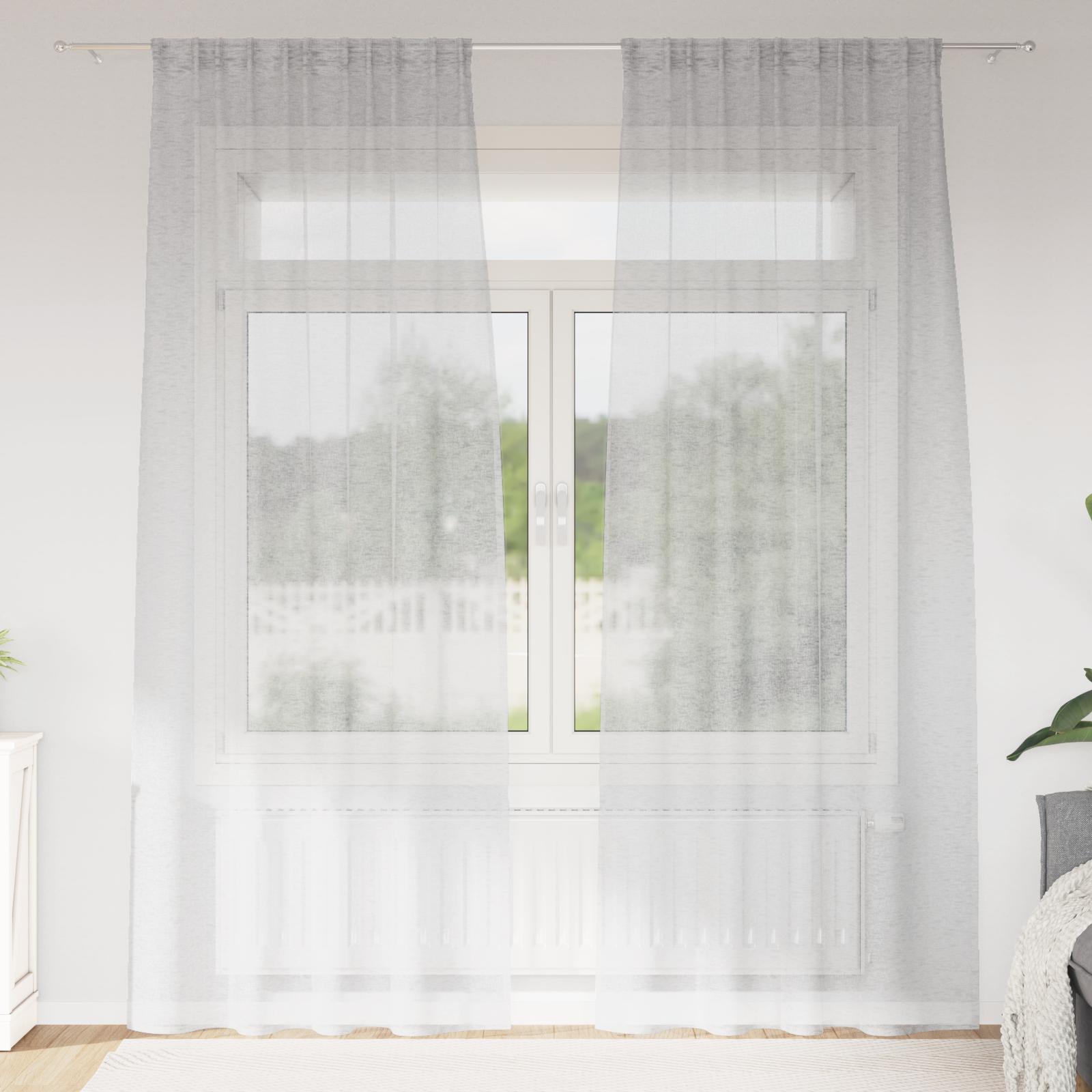 Voile gardinsæt - lysegrå 225 à 140 cm (2 stk) i polyester billede