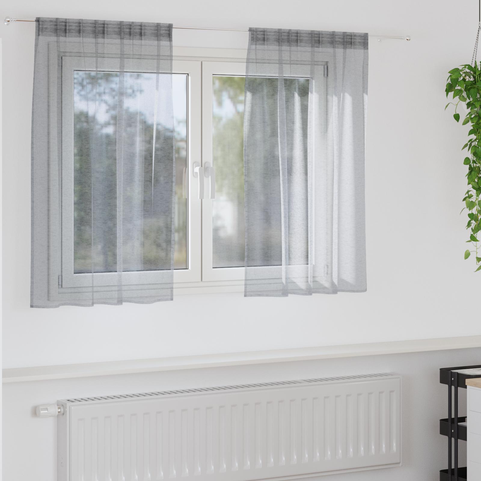 Voile gardinsæt 2 stk - mørkegrå 140 × 140 cm i polyester billede