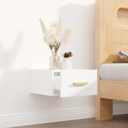 Væghængt sengebord 35x35x20 cm hvid (OUTLET A)