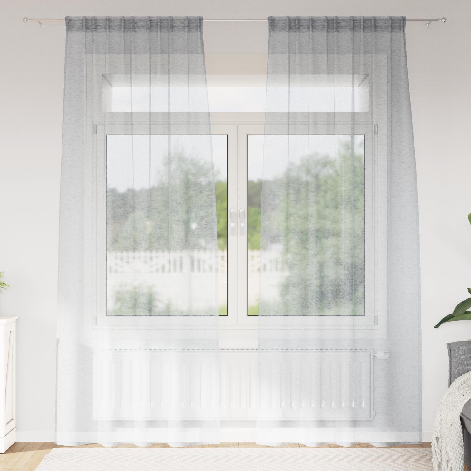 Voile Gardin Med Gardiner 2 Dele 175 X 140 Cm Polyester - Mørkegrå / 140 x 260 cm / med stanglommer