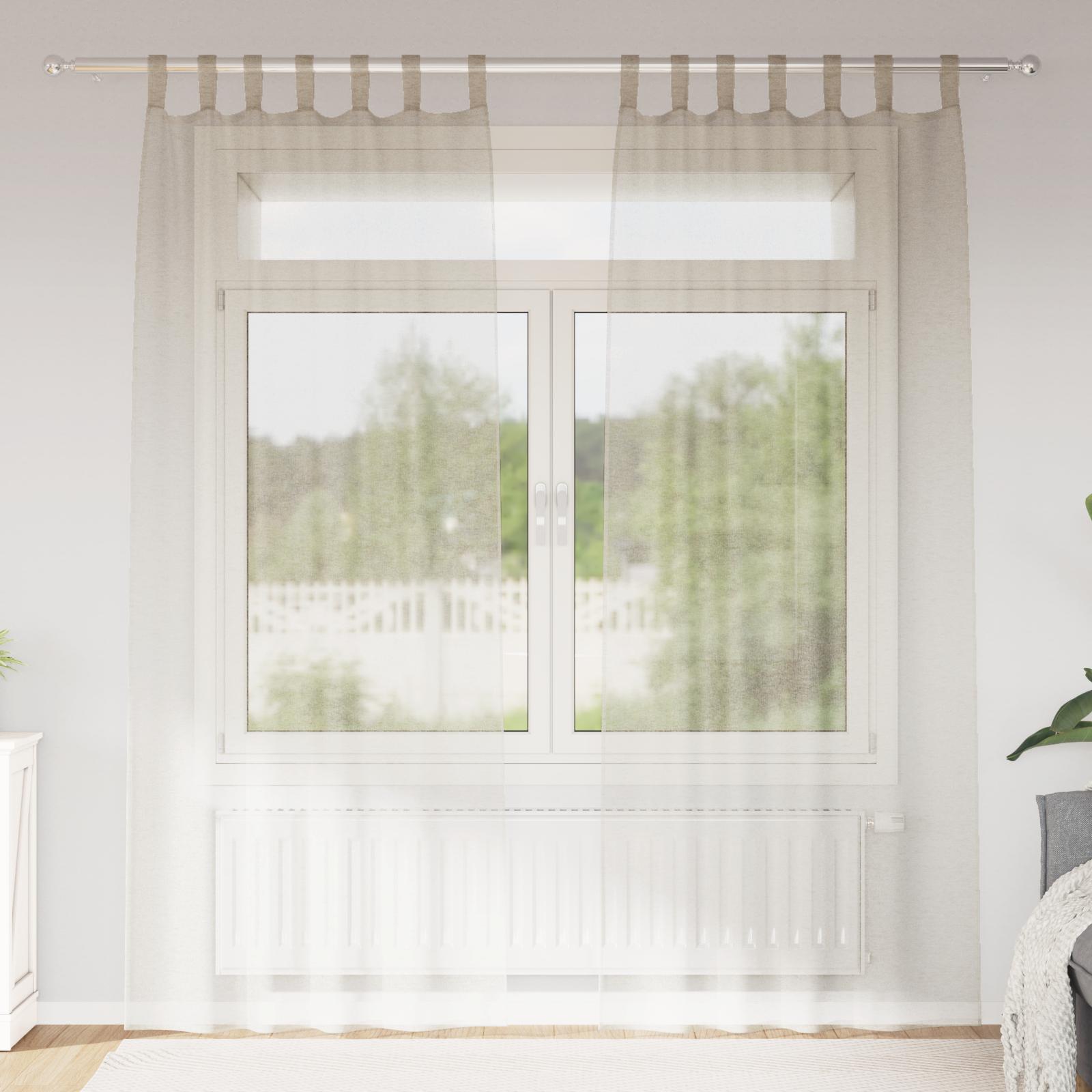 Voile gardiner 2 stk - sandfarvet 245 × 140 cm i polyester billede