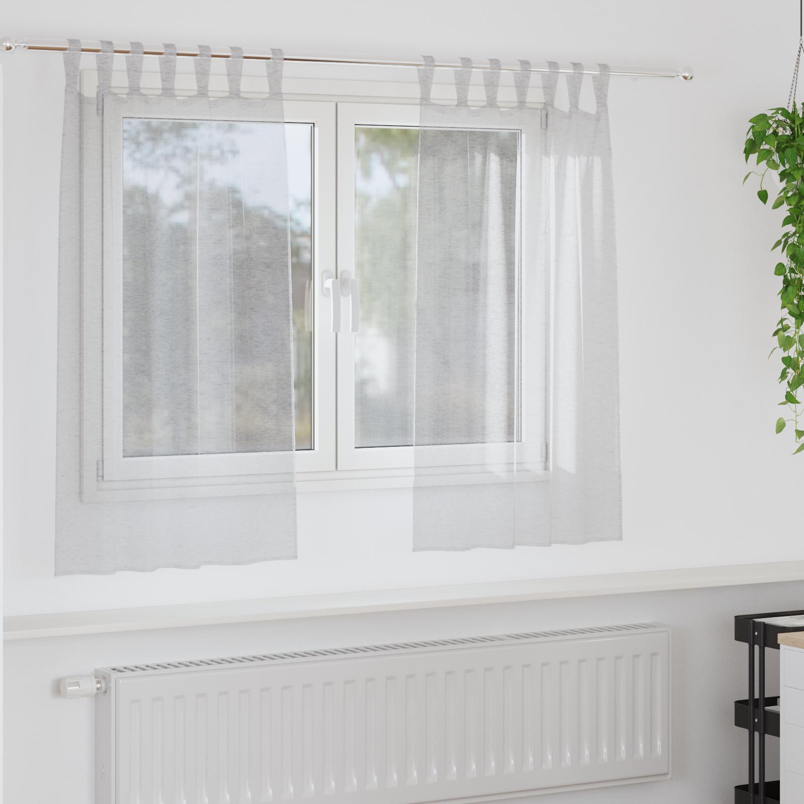 Voile gardiner 2 stk - lysegrå 140 × 140 cm, polyester billede