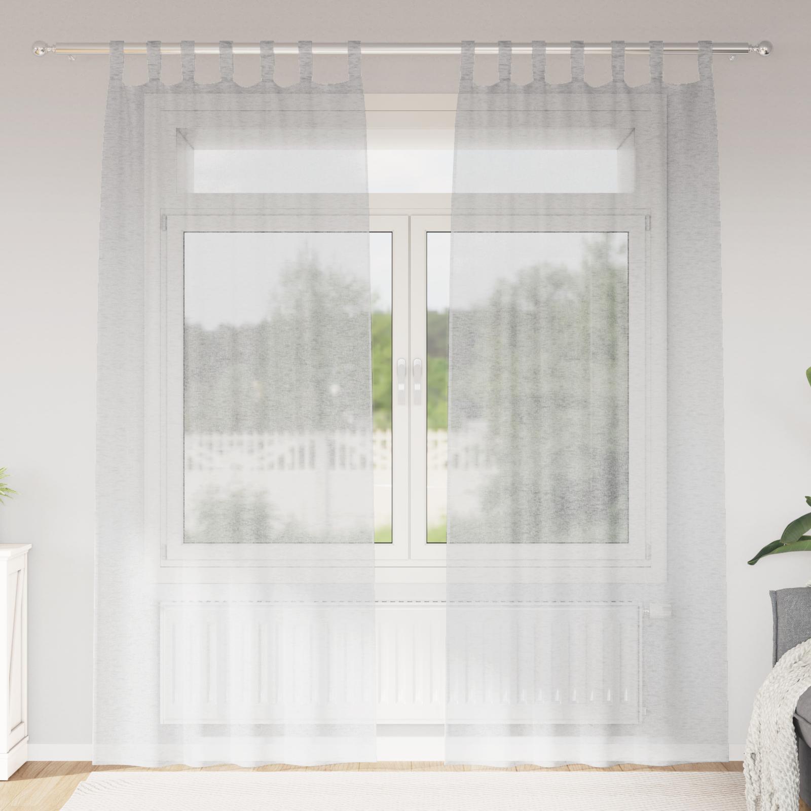 Voile gardinsæt 2 stk - lysegrå 245 × 140 cm i polyester billede