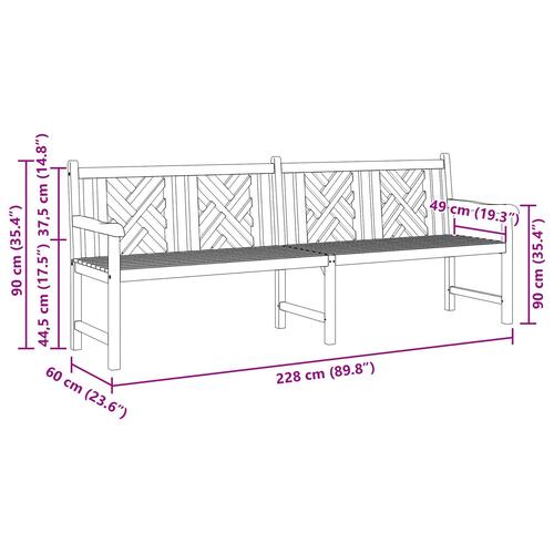 Havebænk Brun 228 x 60 x 90 cm Massivt teaktræ