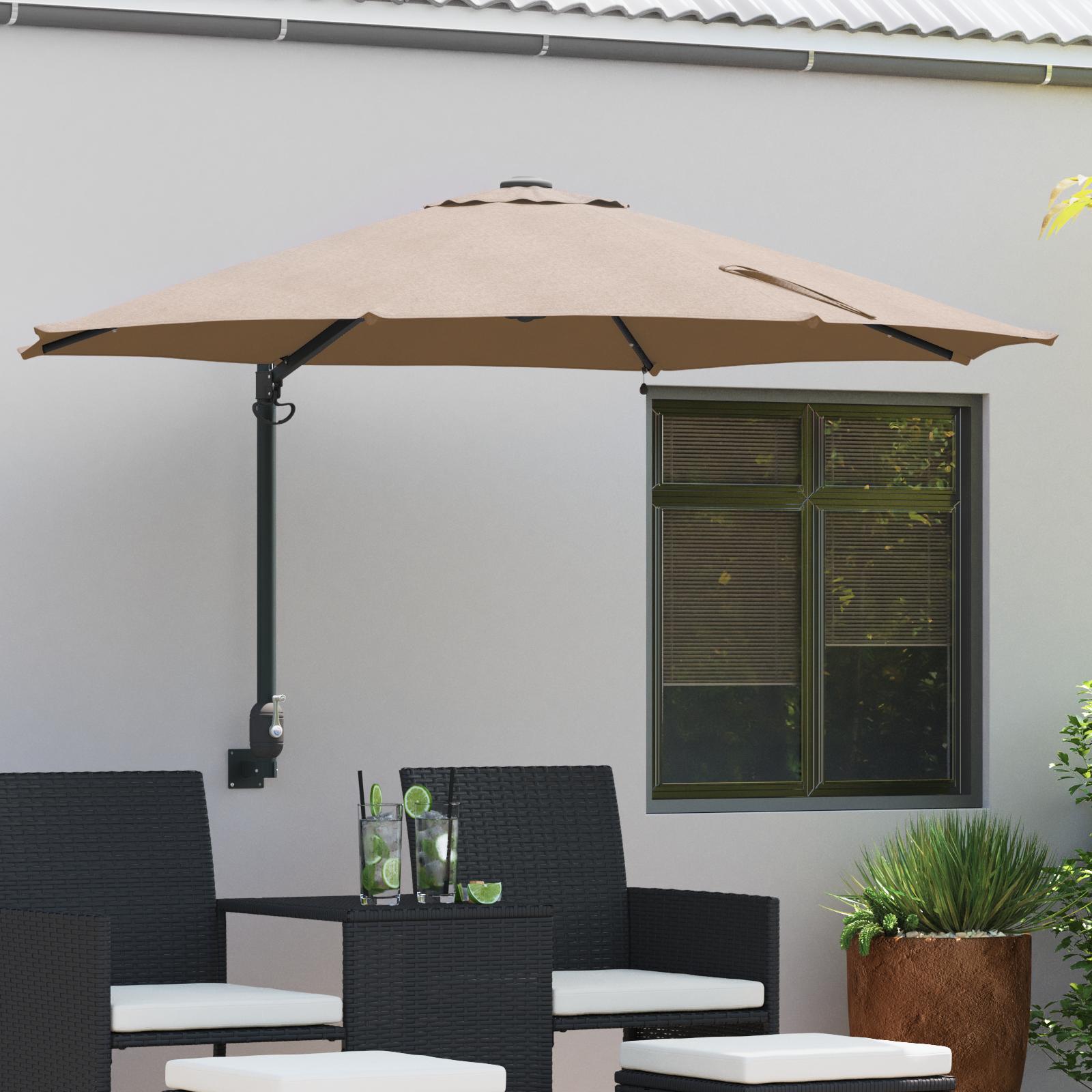 Vægmonteret Have Parasol med LED'er Taupe 248 cm