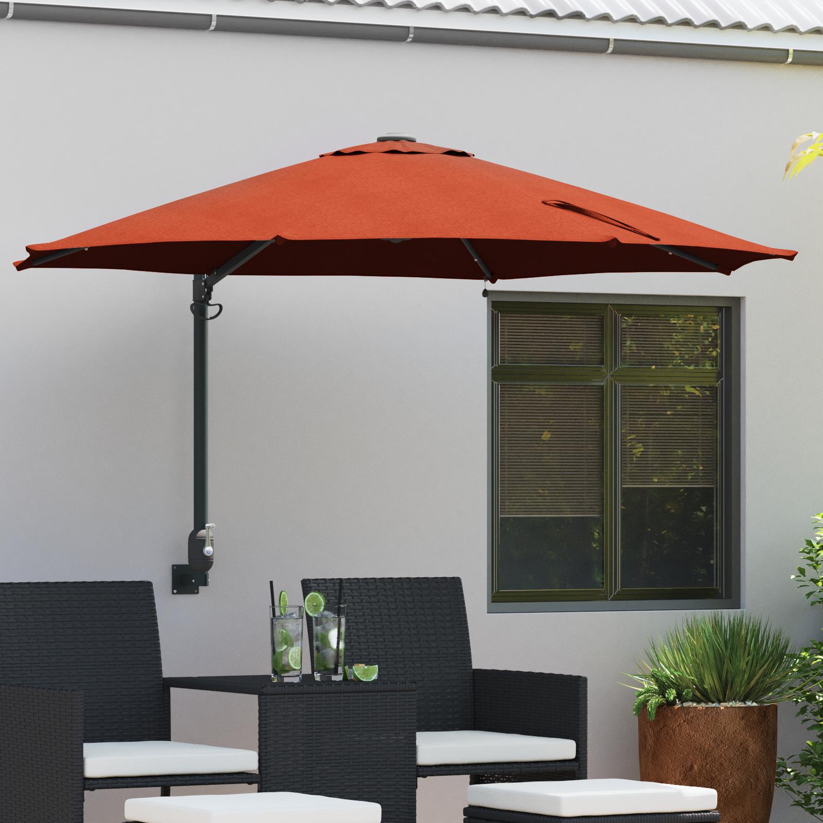 Vægmonteret Haveparasol med LED'ere Terracotta 248 cm