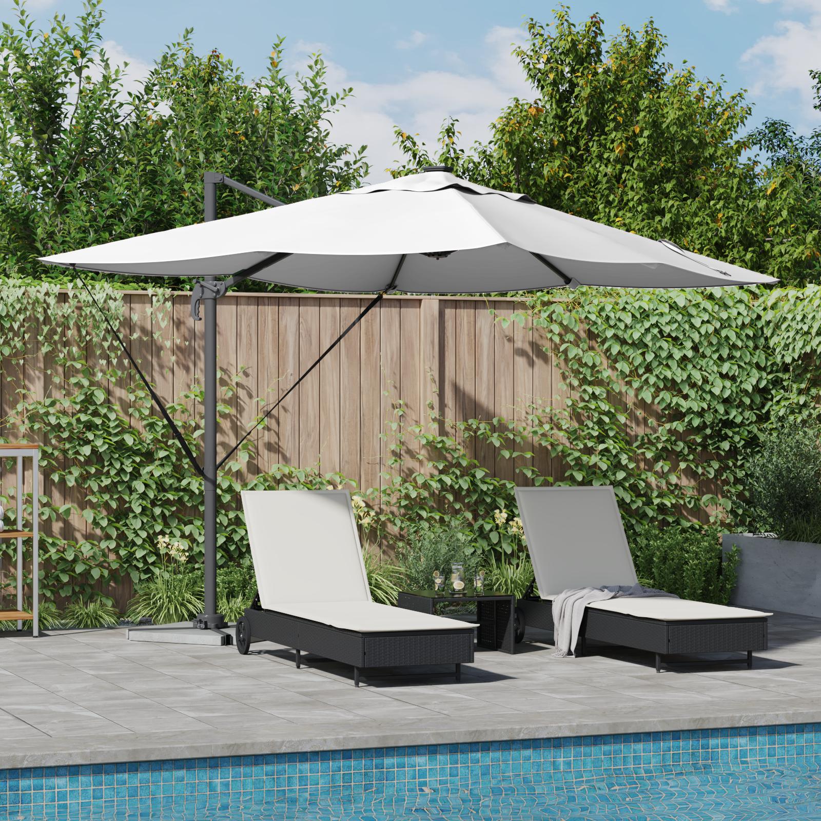 Cantilever Roma parasol med LED'er Sand 352x251x265 cm Aluminium