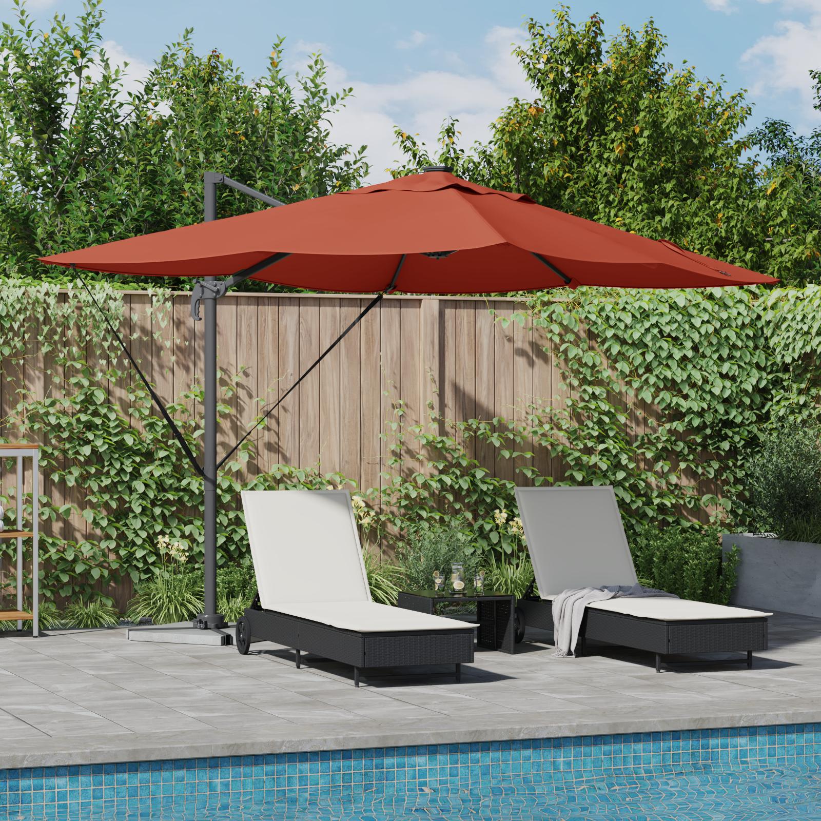 Cantilever Roma Parasol med LED'er Terracotta 352x251x265 cm Aluminium