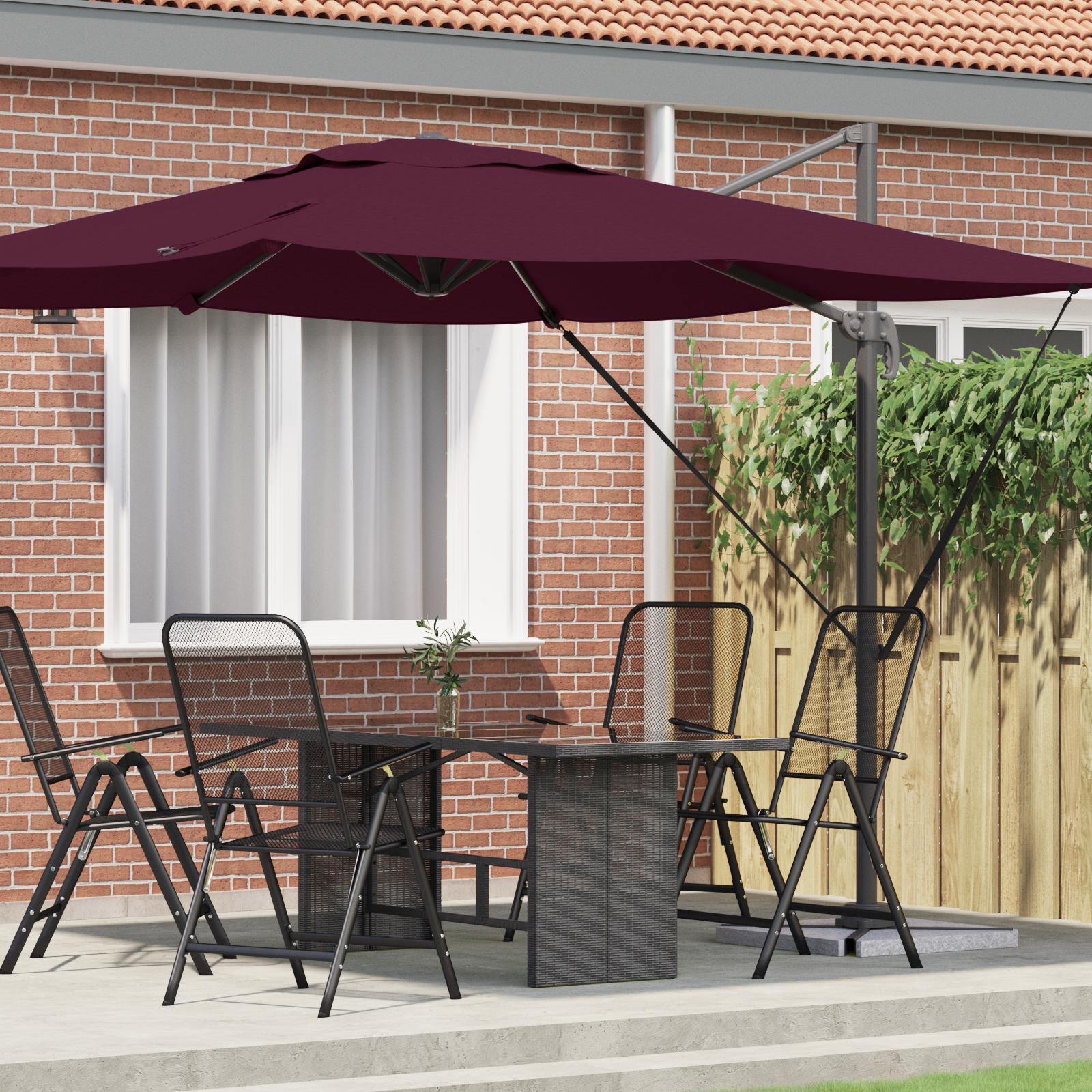 Patio Parasol Bordeaux rød Aluminium, Polyester Stor