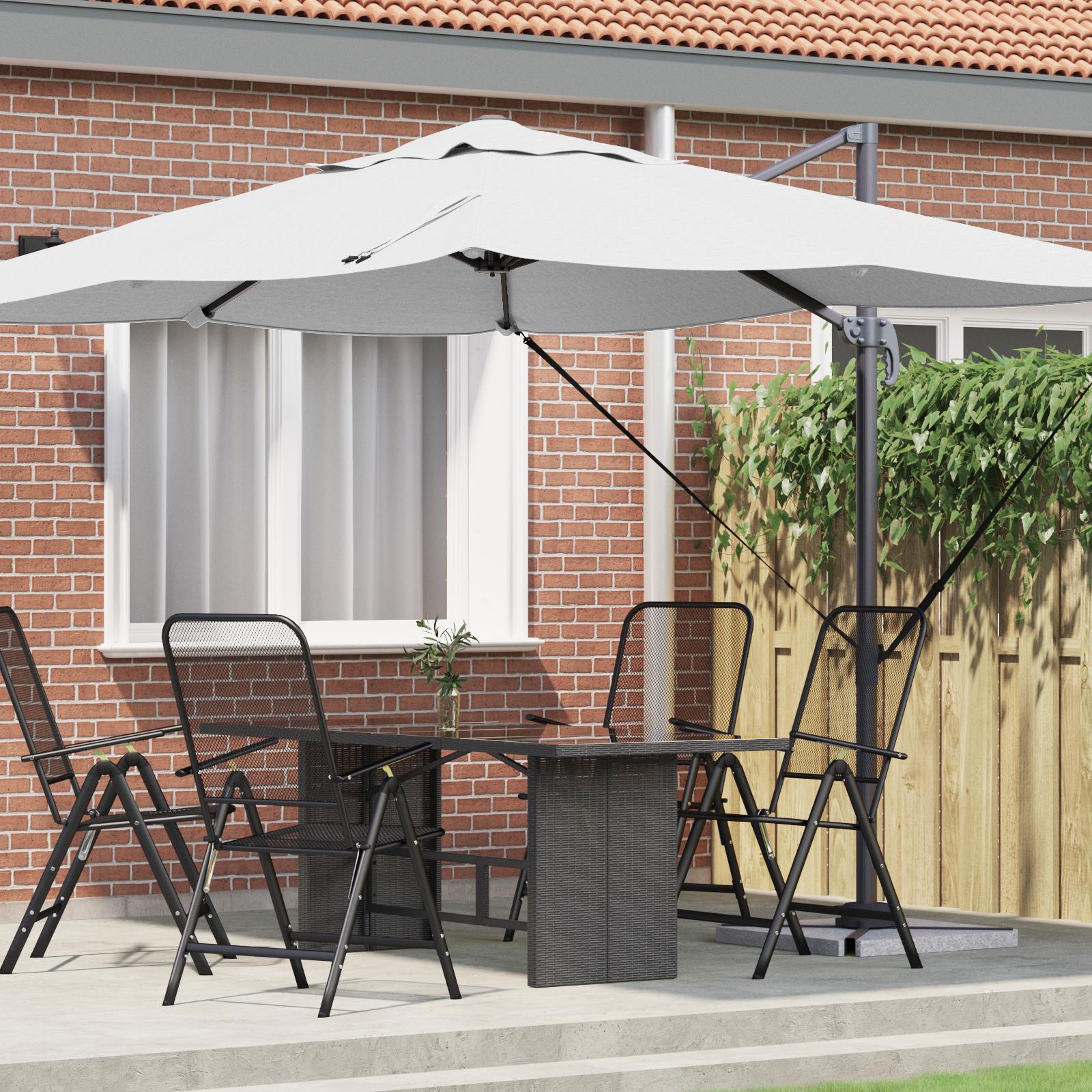 Cantilever Parasol Sand Polyester Stor Justerbar