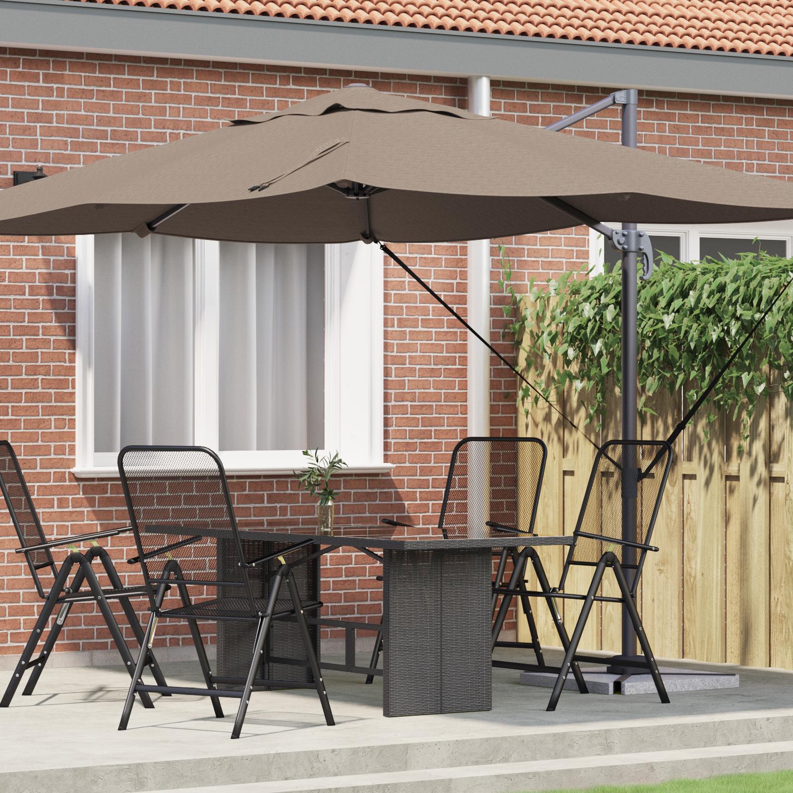 Cantilever parasol Taupe Polyester Stor Sammenfoldelig