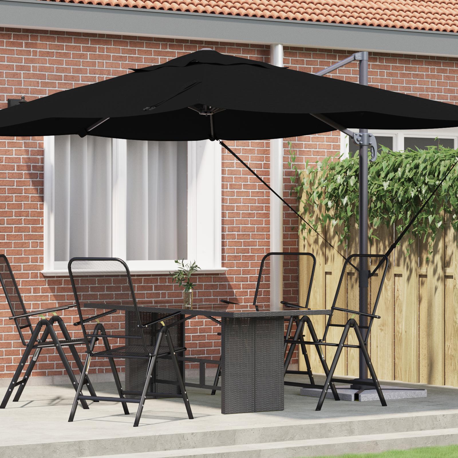 Cantilever Parasoldæk Sort Polyester canopy med metalramme Stor