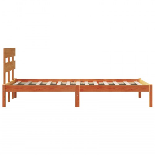 Sengestel med hovedgærde brun 100 x 200 cm massivt fyrretræ