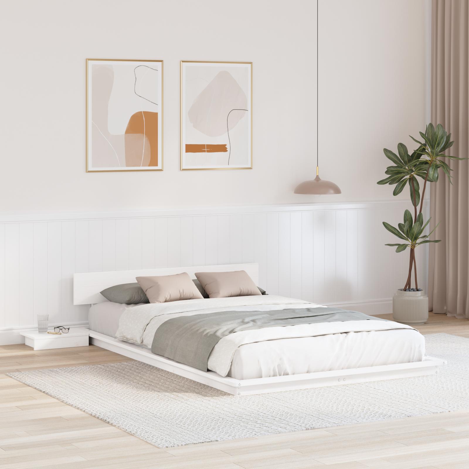 Sengestel med hovedgærde med opbevaring Brun 135 x 190 cm træ billede