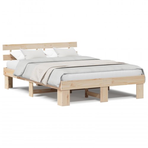 Sengestel med hovedgærde 160 x 200 cm - naturfarvet fyrretræ