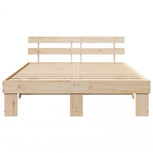 Sengestel med hovedgærde 160 x 200 cm - naturfarvet fyrretræ