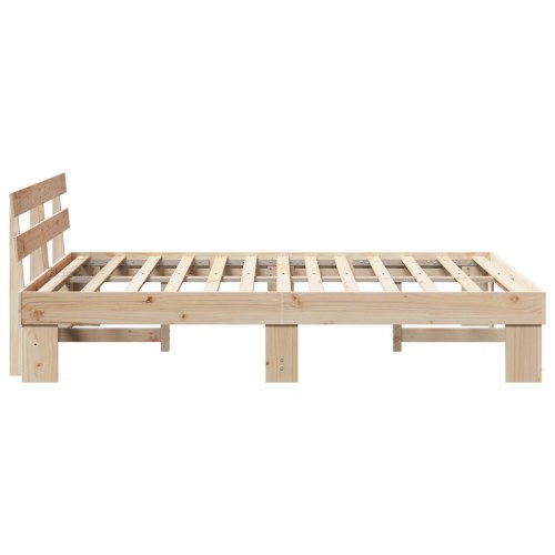 Sengestel med hovedgærde 160 x 200 cm - naturfarvet fyrretræ