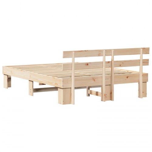 Sengestel med hovedgærde 160 x 200 cm - naturfarvet fyrretræ