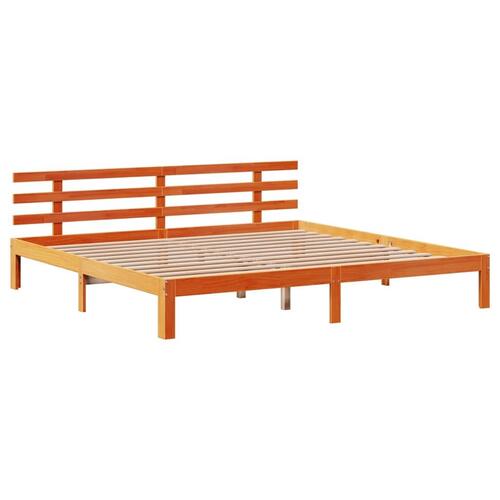 Sengeramme med sengegavl 180x200 cm massivt fyrretræ gyldenbrun