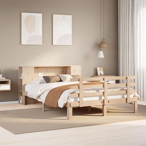 Seng med reol uden madras 120x190 cm massivt fyrretræ
