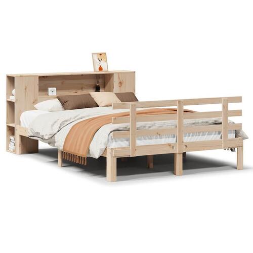 Seng med reol uden madras 120x190 cm massivt fyrretræ