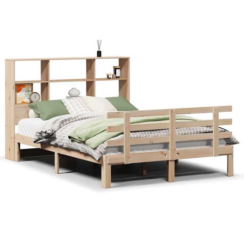 Seng med reol uden madras 120x190 cm massivt fyrretræ
