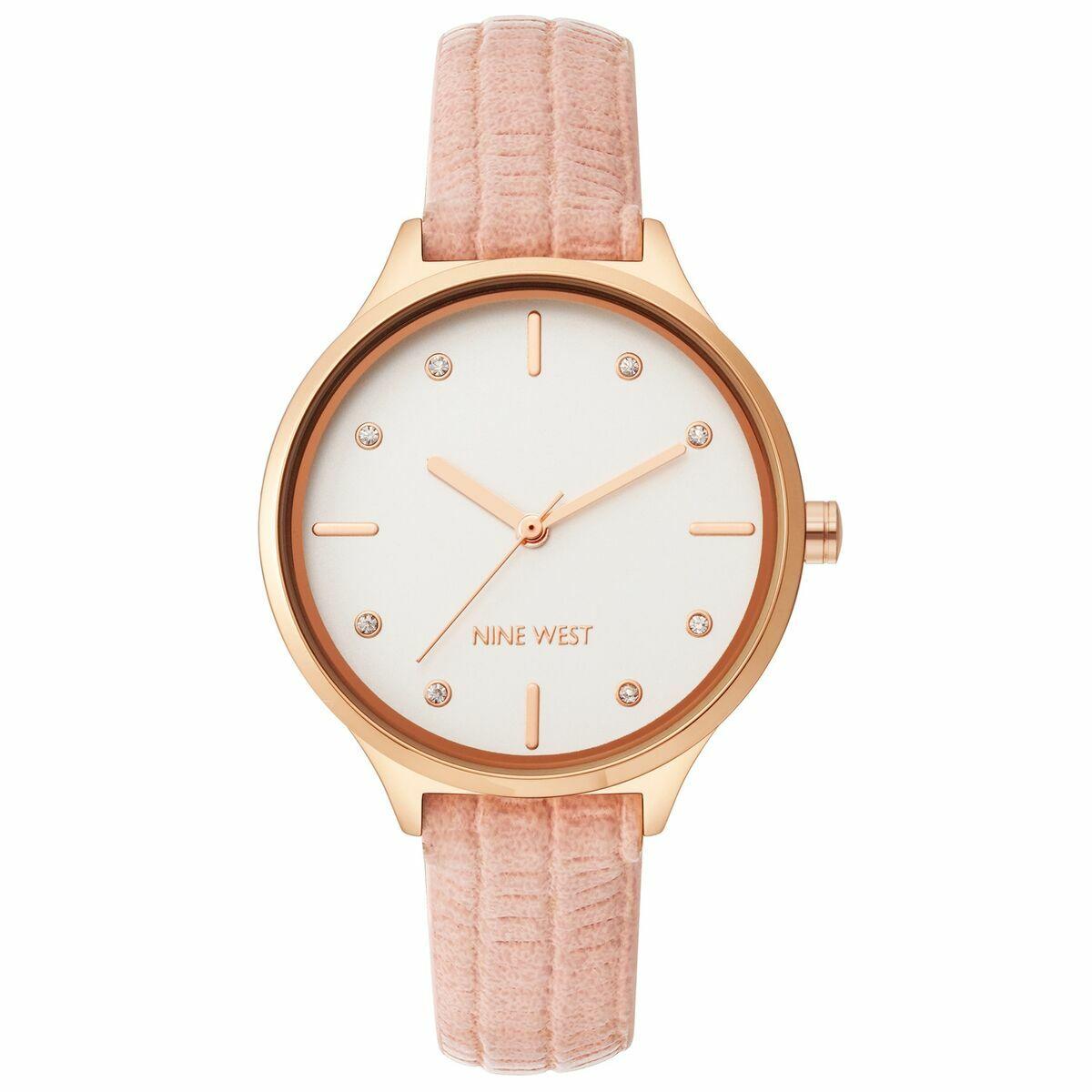 Dameur Nine West NW-2556RGPK, pink læderrem, Ø 34 mm