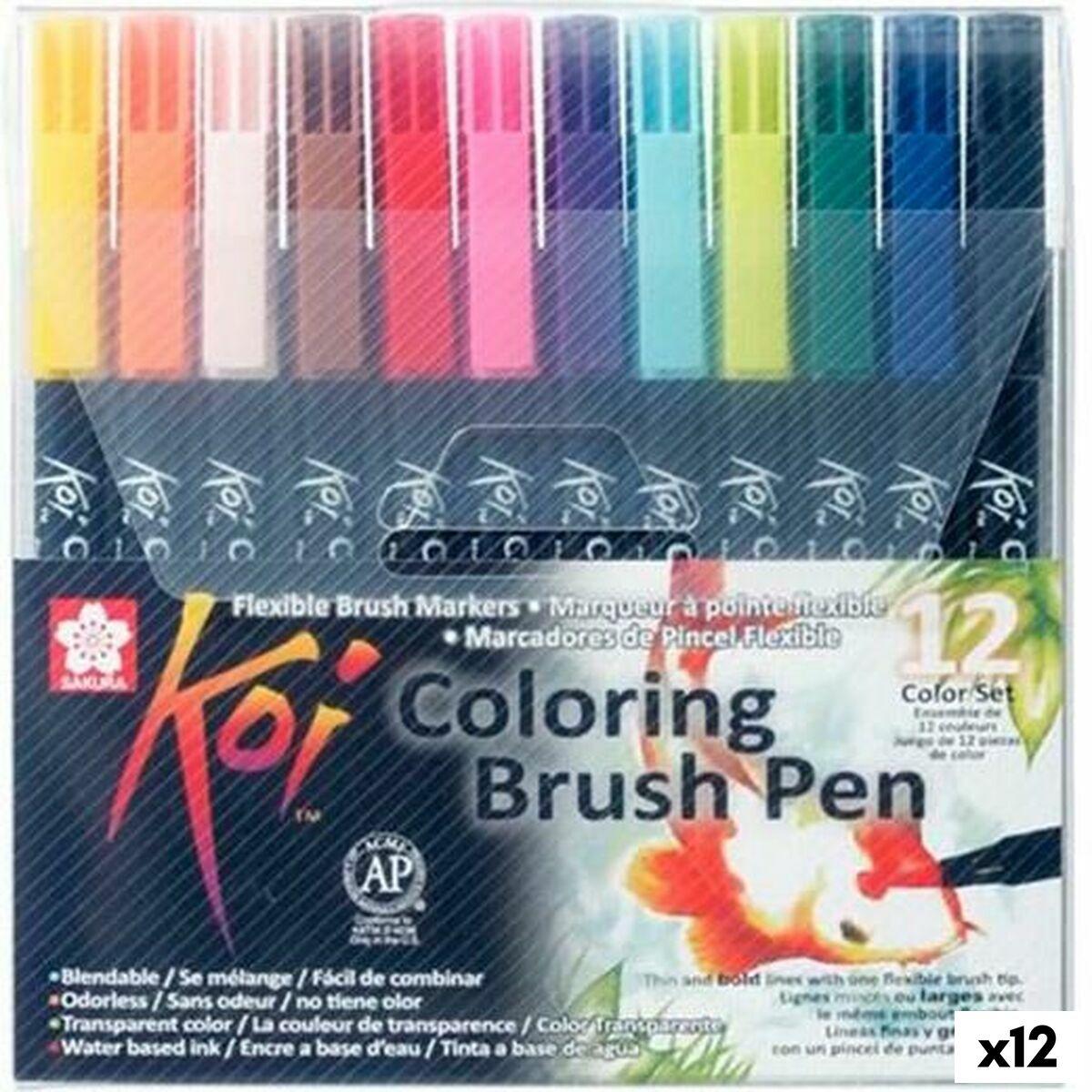 Talens Sakura Koi brushpenne - sæt med 12 multifarver