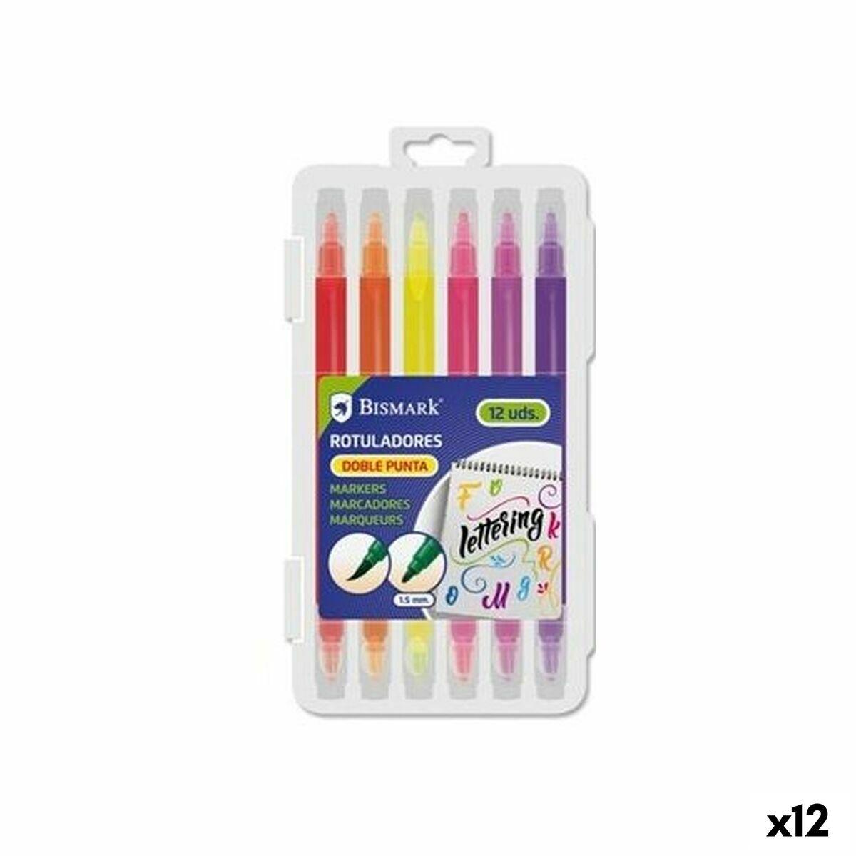 Bismark LETTERING fiberpenne - dobbelt spids, 12 farver
