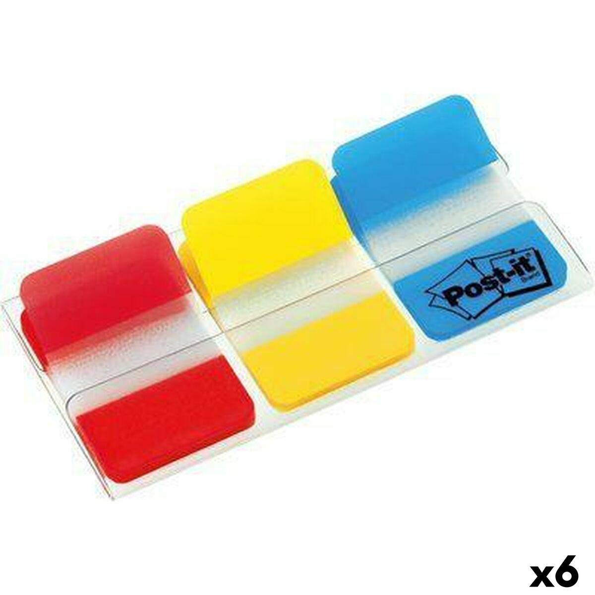 Post-it klæbende huskesedler, multifarvet - 22 ark, 25 × 38 mm (6 enheder)