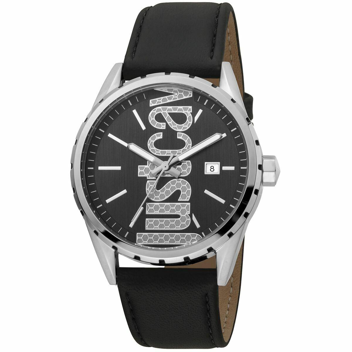 Herreur Just Cavalli JC1G082L0085 Ø42 mm - sort læderrem