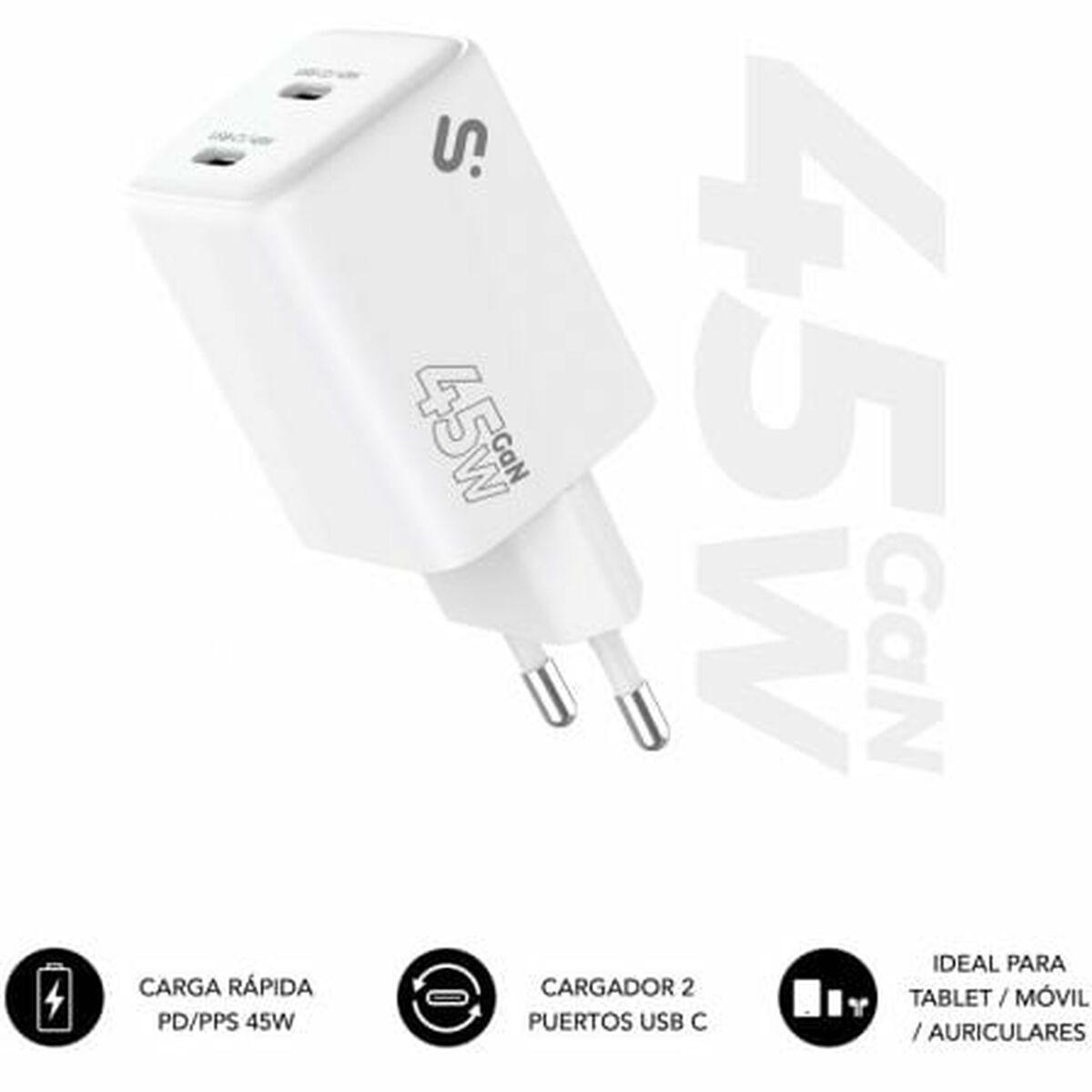 Subblim SUBCHG-6G4520 biloplader med 2x USB-C, 45 W