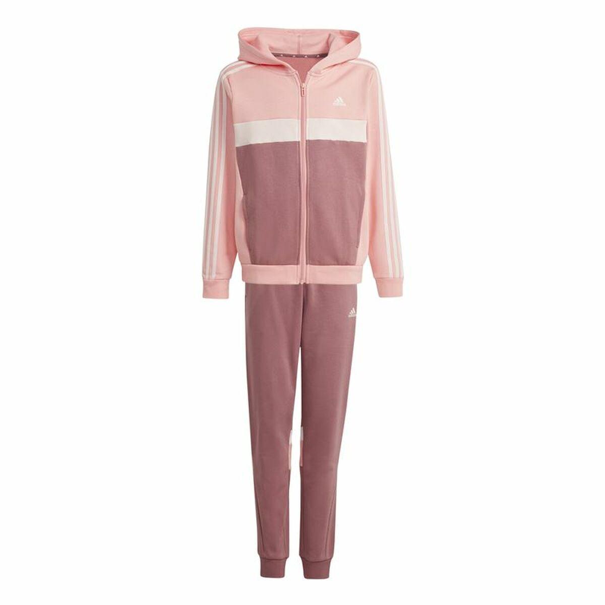 Adidas Tiberio 3-Stripes Colorblock Fleece træningsdragt til børn - Pink (15-16 år)