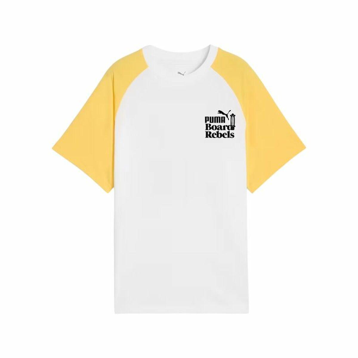 Puma Mid90s Graphic Tee - kortærmet T-shirt til børn, hvid/guldfarvet (9-10 år)