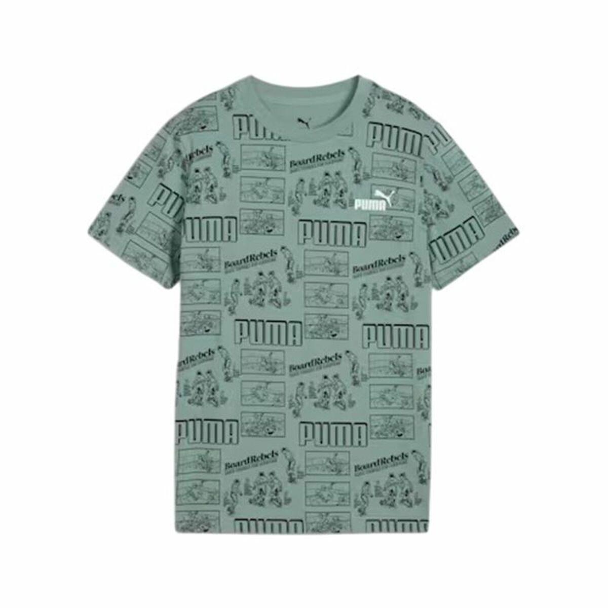 Puma Mid90s AOP tee B - børne T-shirt, blå/grøn, 7-8 år