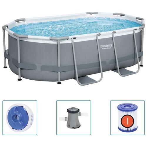 Power Steel fritstående pool 305x200x84 cm oval