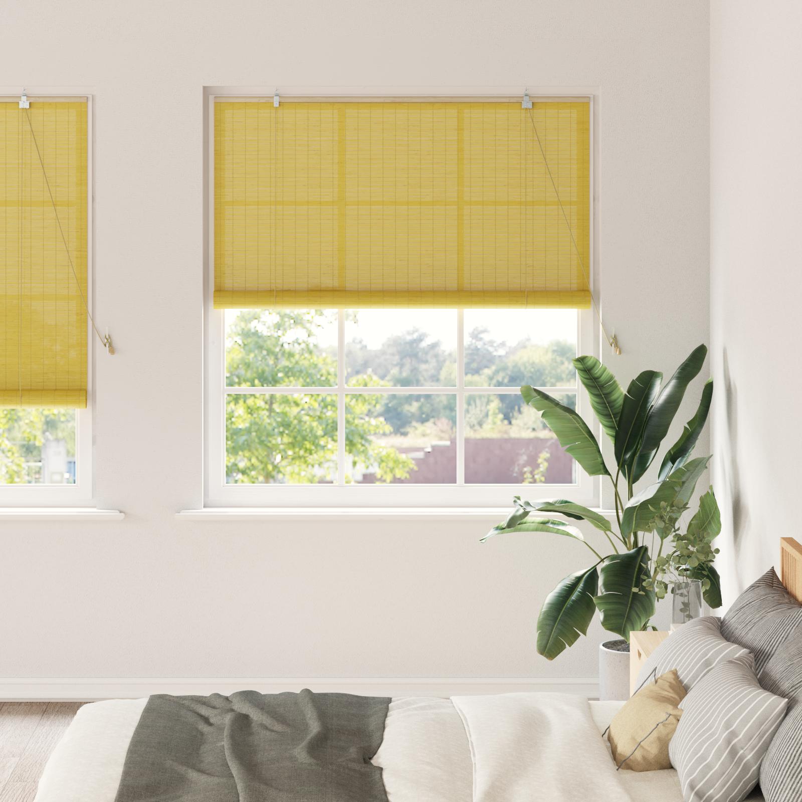 Vindues Blinds & Shades med gardiner Gul 150 x 220 cm Bambus