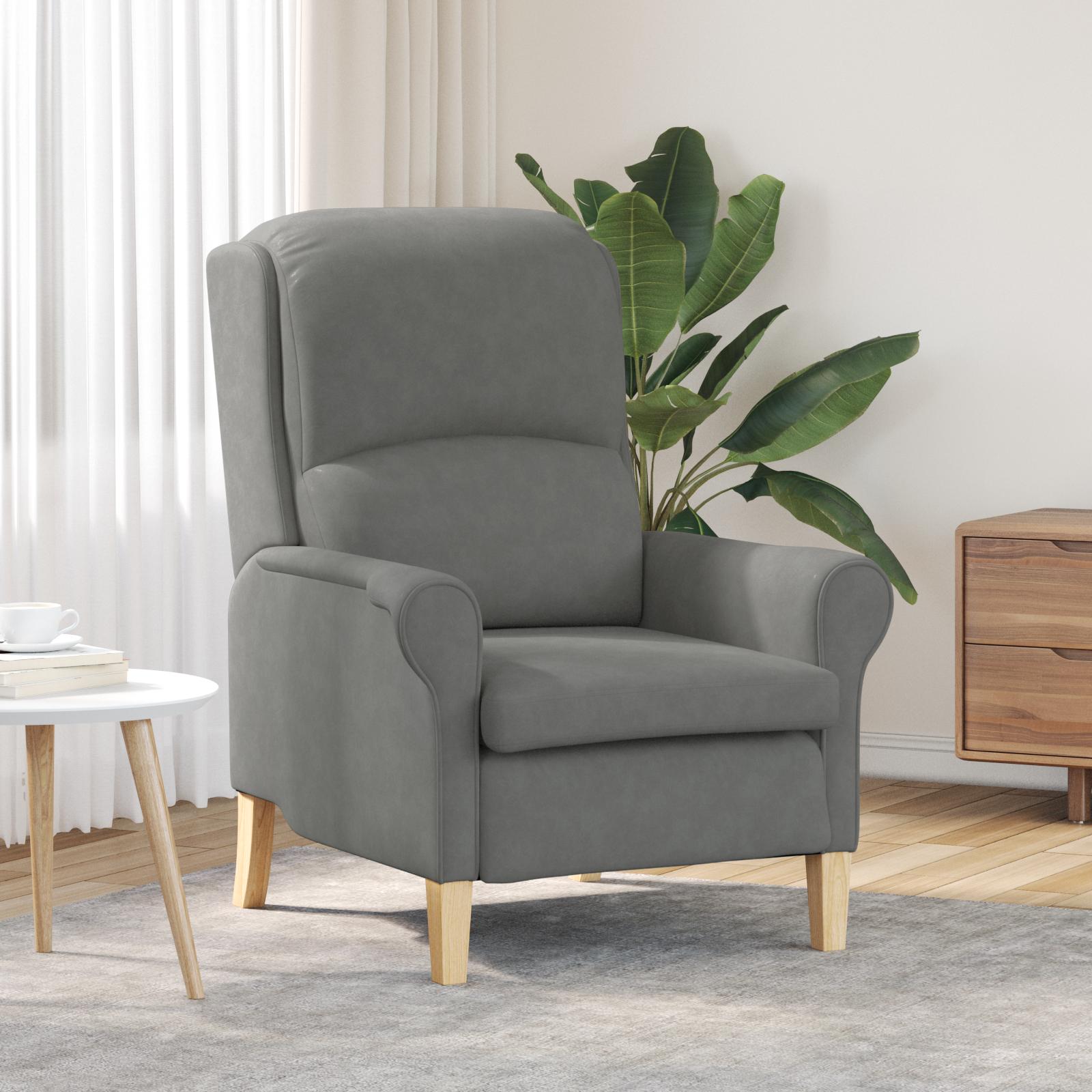 Mørkegrå Lænestol Mørkegrå Stof og Træ Standard Ergonomisk