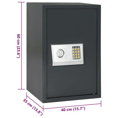 Elektronisk Digital Safe med Hylde Mørkegrå 40x35x60 cm Stål