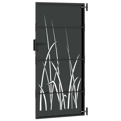 Haveport med lås Sort 105 x 175 cm Pulverlakeret Stål