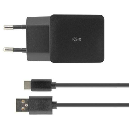 Vægoplader + USB A til USB C-kabel KSIX USB Sort