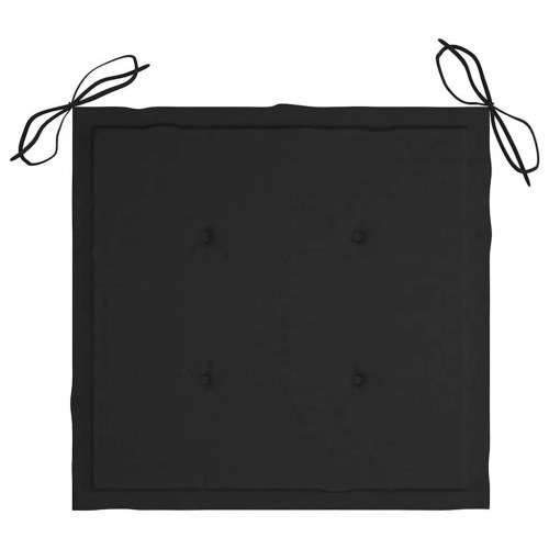Foldbare havestole - 4 stk. med sorte hynder i massivt teaktræ