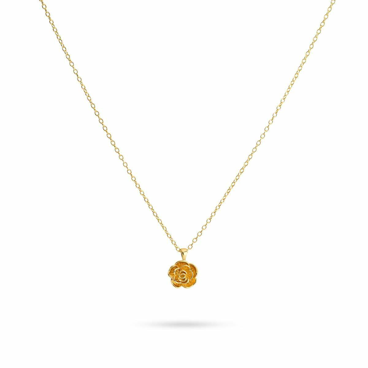 24KAE halskæde til kvinder med blomst-vedhæng