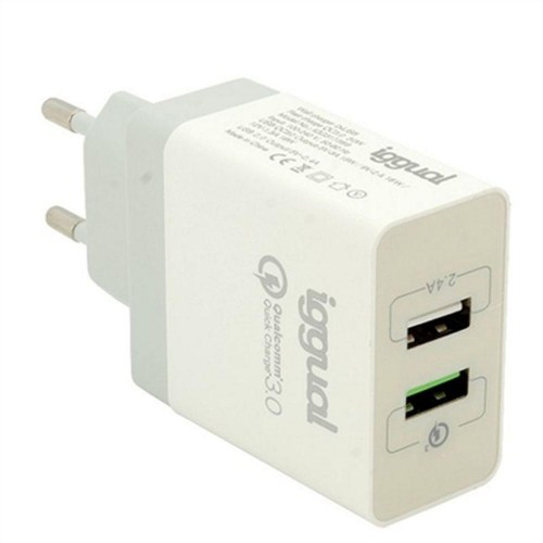 Vægoplader med USB og USB-C - iggual (30 W, Quick Charge 3.0)