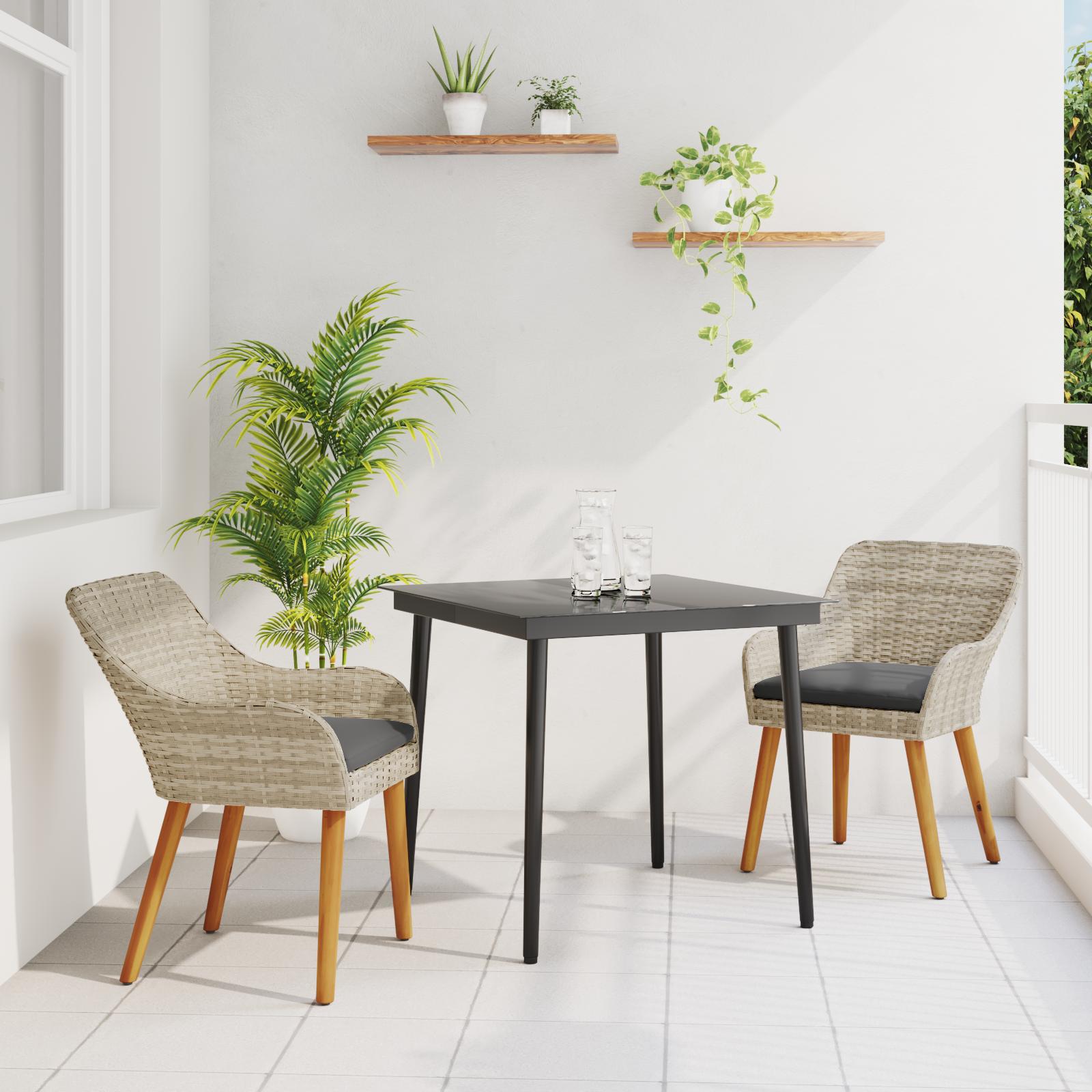 Spisestuesæt Lysegrå Poly rattan billede